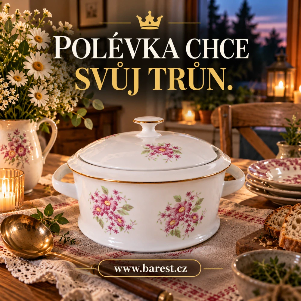 Terina, polévková mísa, kytičky, výška 13cm, průměr 21,5cm