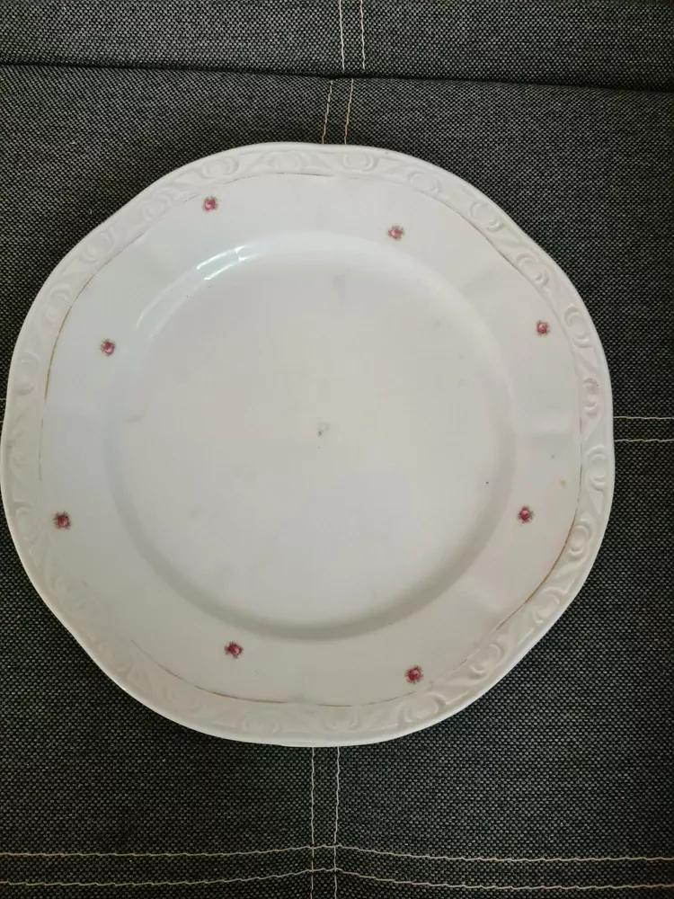 Velký servírovací talíř s růžičkami, Dubí Czechoslovakia, 20tá léta min.stol.