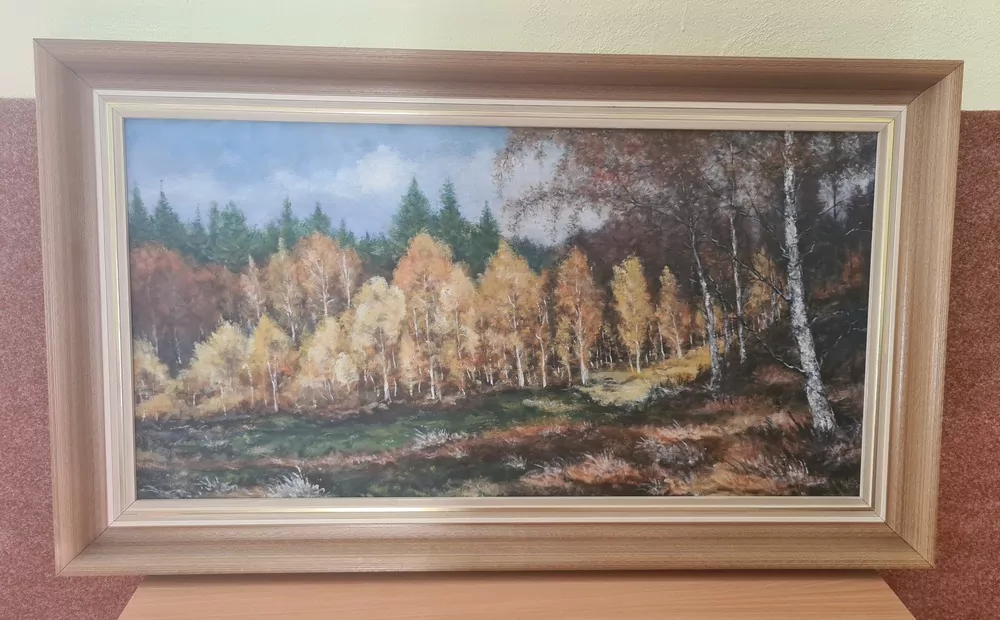 Obraz podzim, příroda, bez sign., olej/sololit