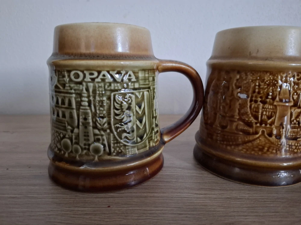 Pivní krygl, korbel, 3x Ditmar Urbach, Ostrava, Opava, Praha 
