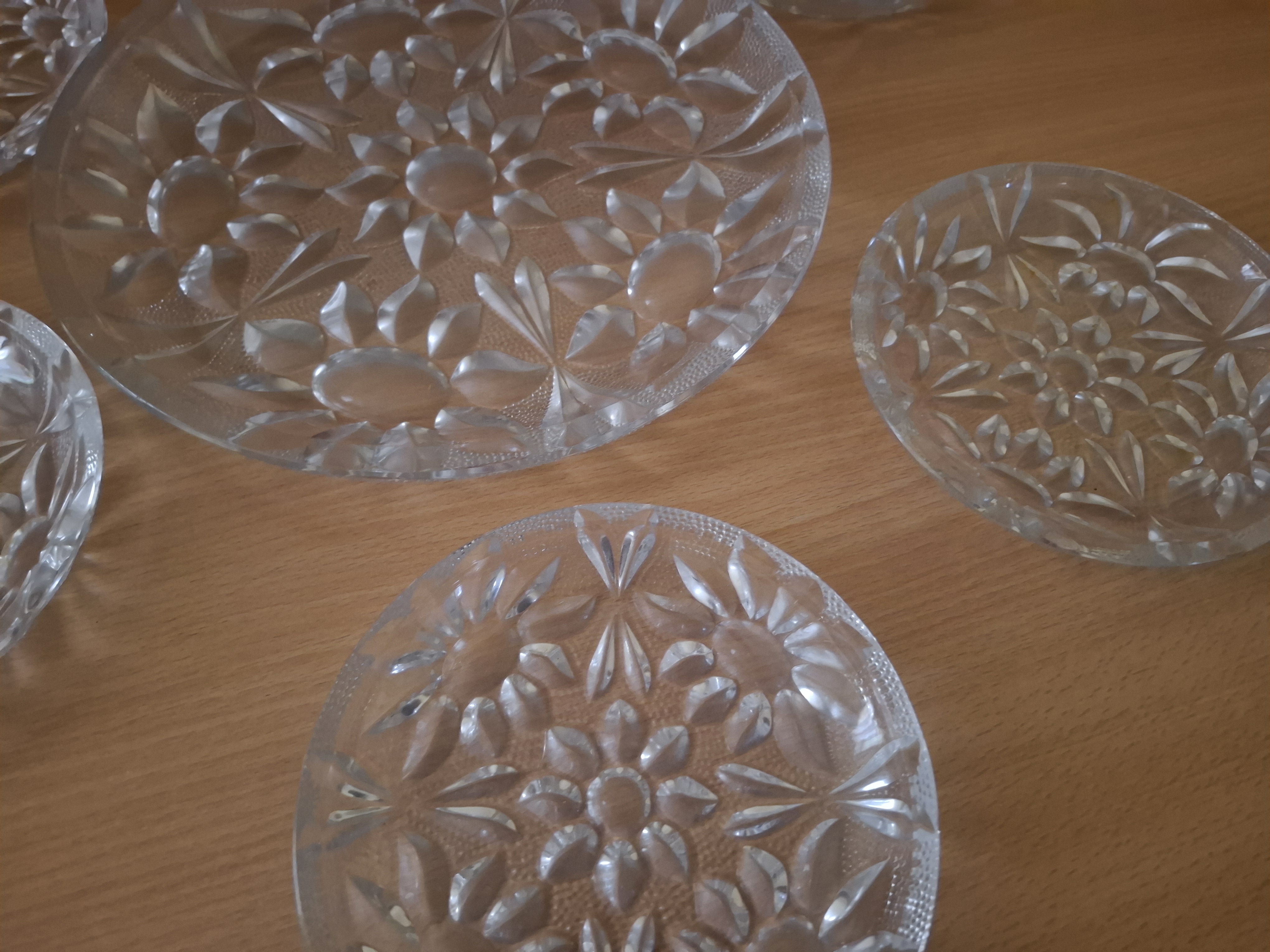 Koláčová, dezertní sada, servis, 6+1, lisované sklo 