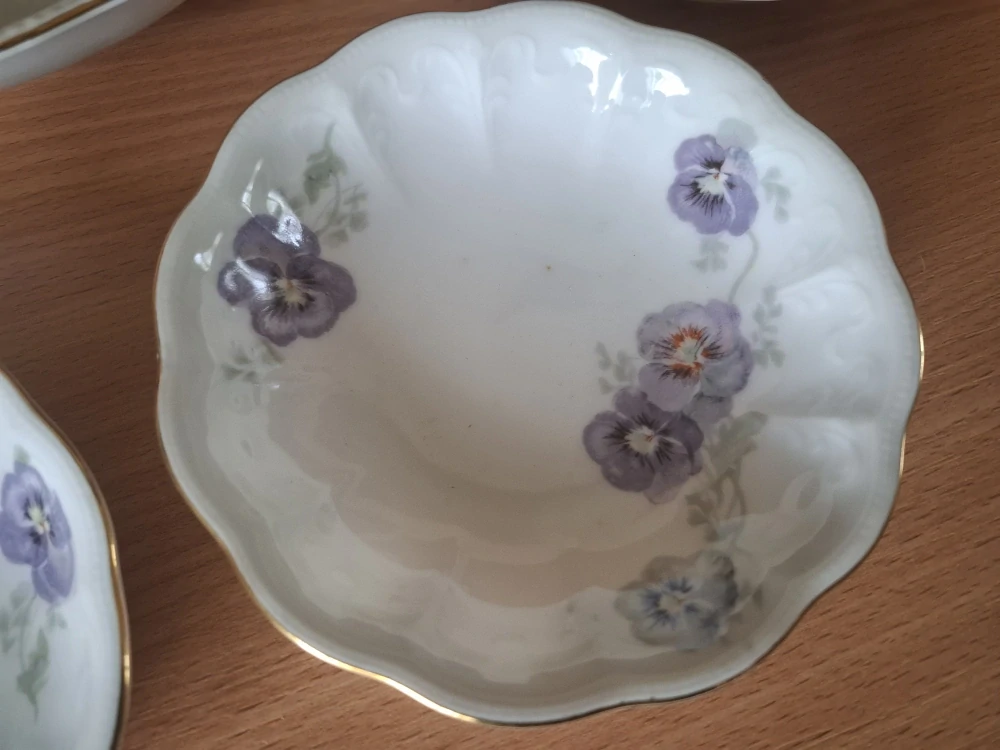 Fantastická starožitná sada, vintage set, dekor macešky, Czechoslovakia 