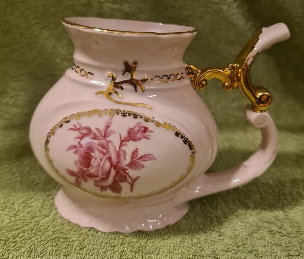 Porcelán růžový, lázeňské pítko, Haas a Czjzek Czechoslovakia