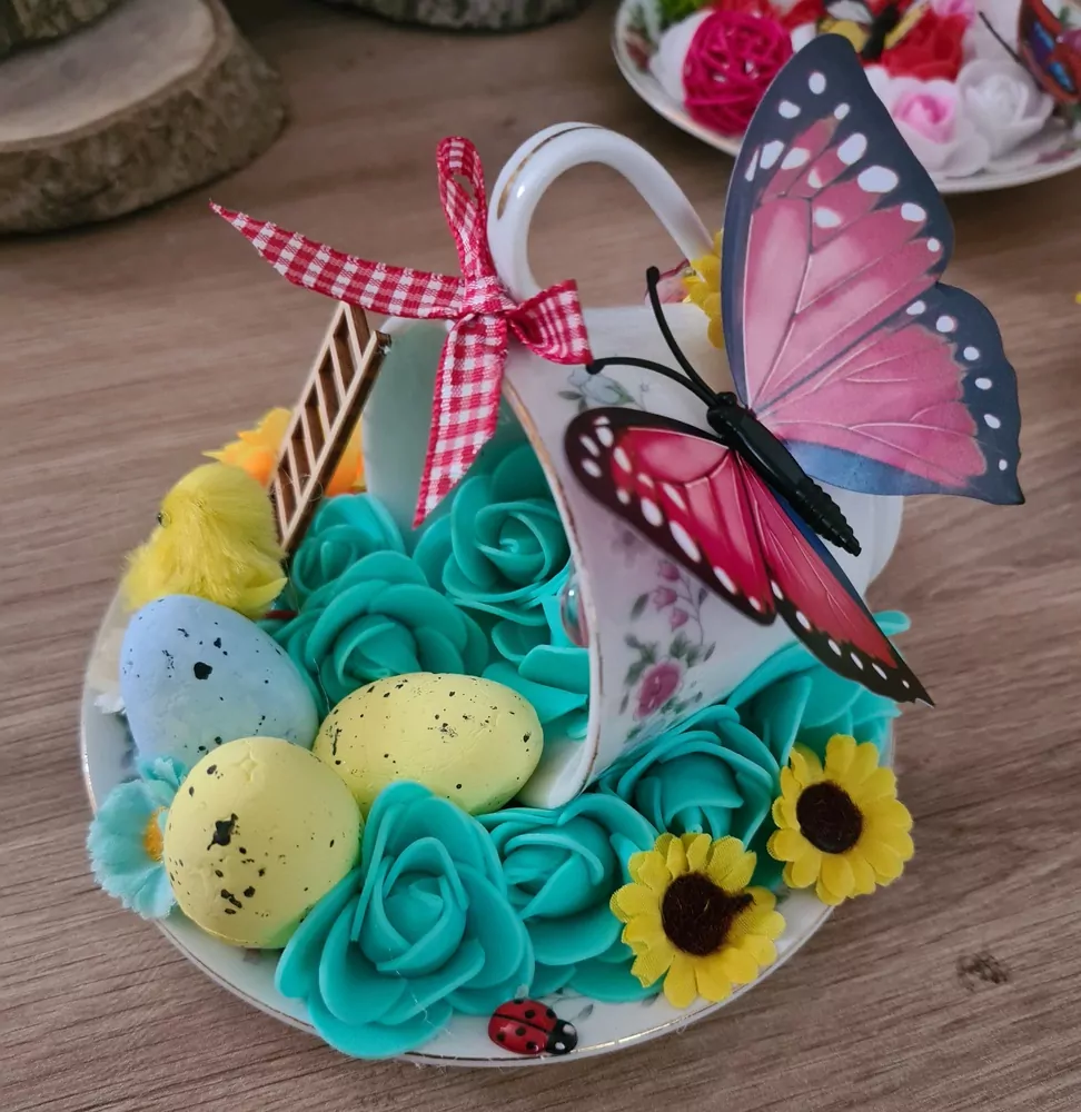 Dekorace, jaro, Velikonoce, porcelánový hrníček 