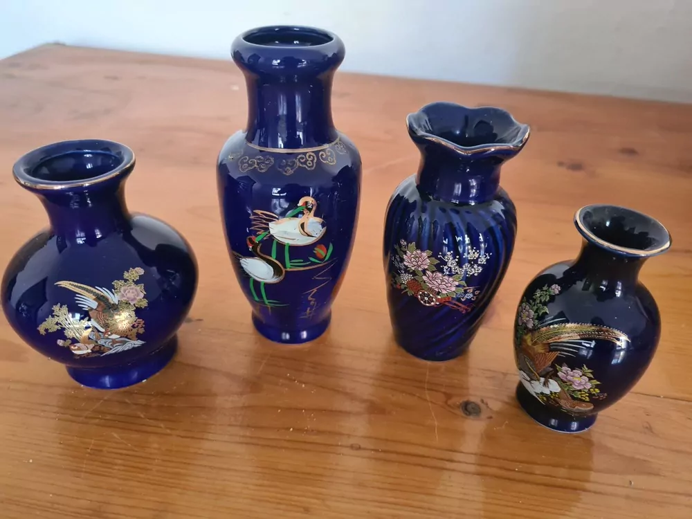 Keramika, 4x modrá váza, cena za vše 