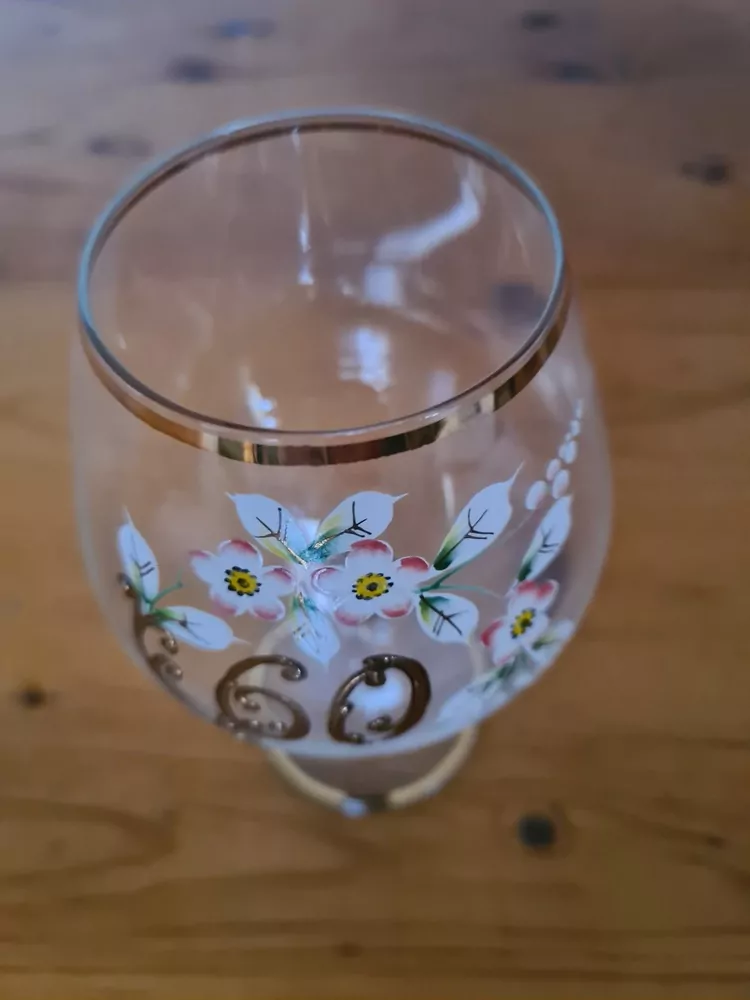 Sklenice k narozeninám "60", Borské sklo, výška 16,5cm