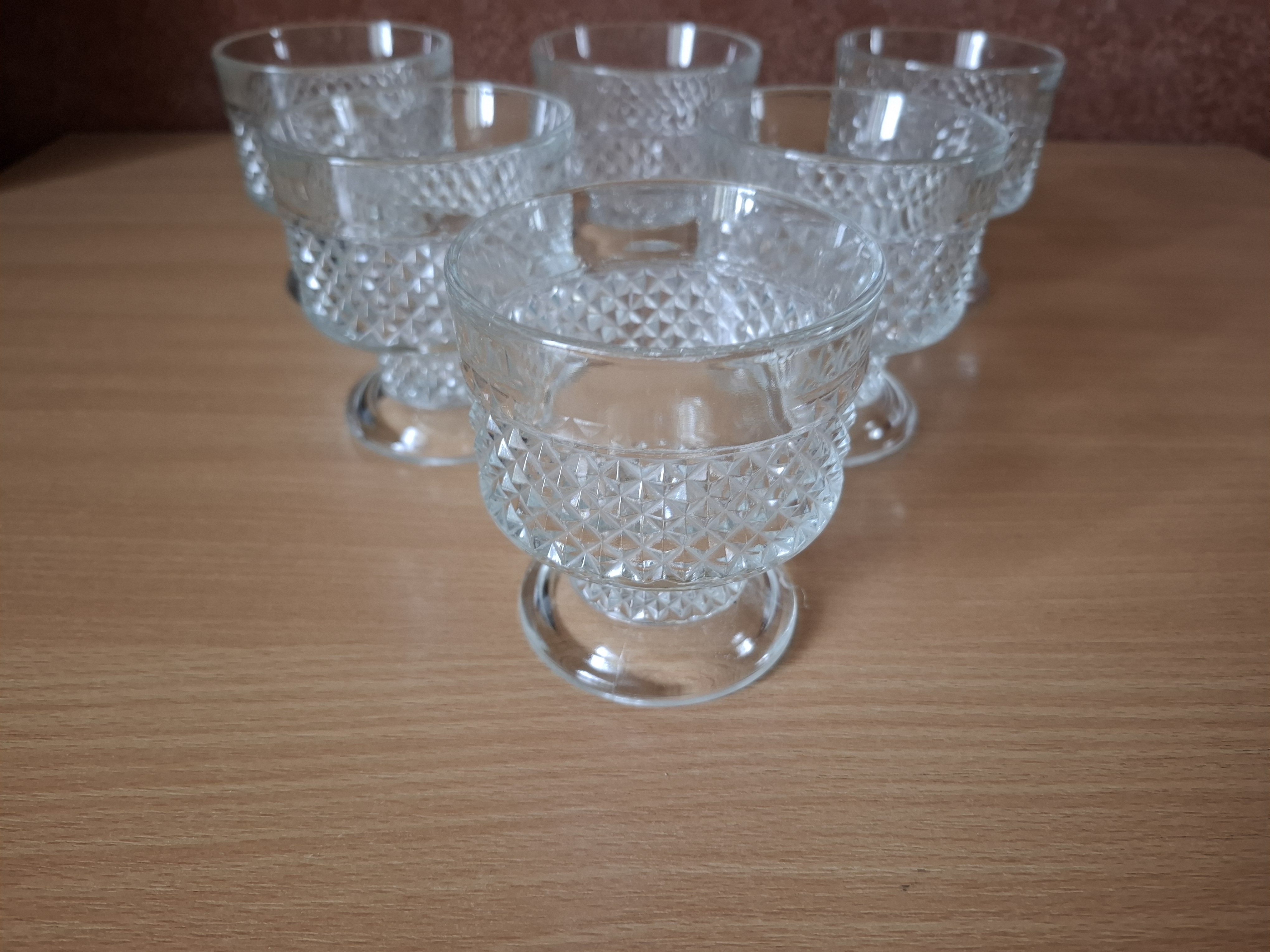 Retro misky na puding, Sklo Union Libochovice, cena za vše, výška 9,5cm