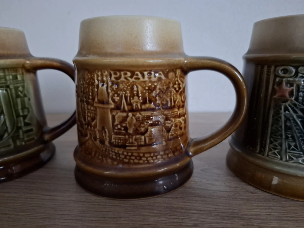 Pivní krygl, korbel, 3x Ditmar Urbach, Ostrava, Opava, Praha 