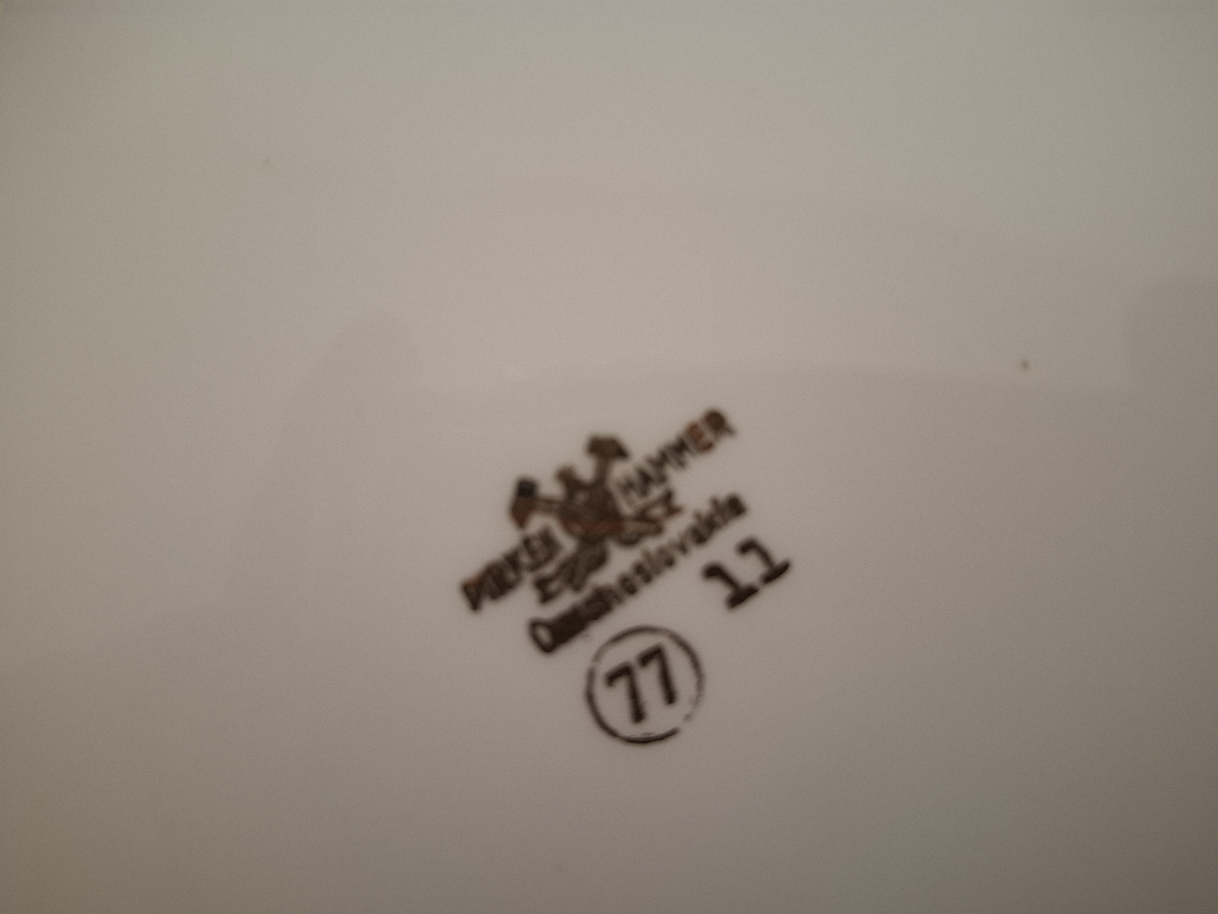 Talíř Tři Grácie, krásný modrý okraj, Pirken Hammer 