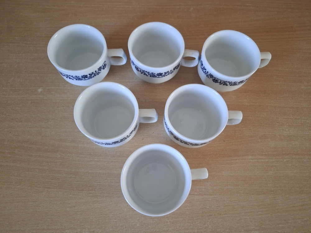 6x retro gastro hrnek, modrý dekor, Benedikt Dvory Czechoslovakia, cena za vše