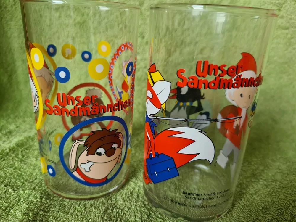 Sklenice, skleničky, pohádky, dětský motiv, Německo,  cena za oba kusy dohromady 