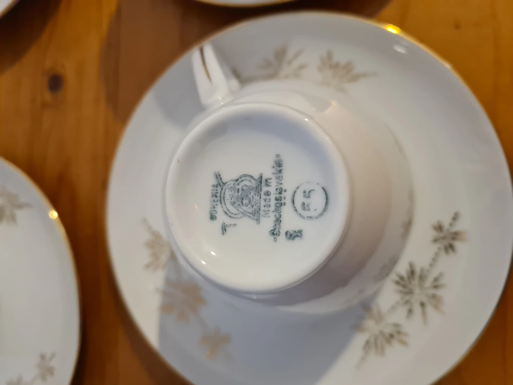 Porcelánová sada na kávu, Bohemia Czechoslovakia, 14ks