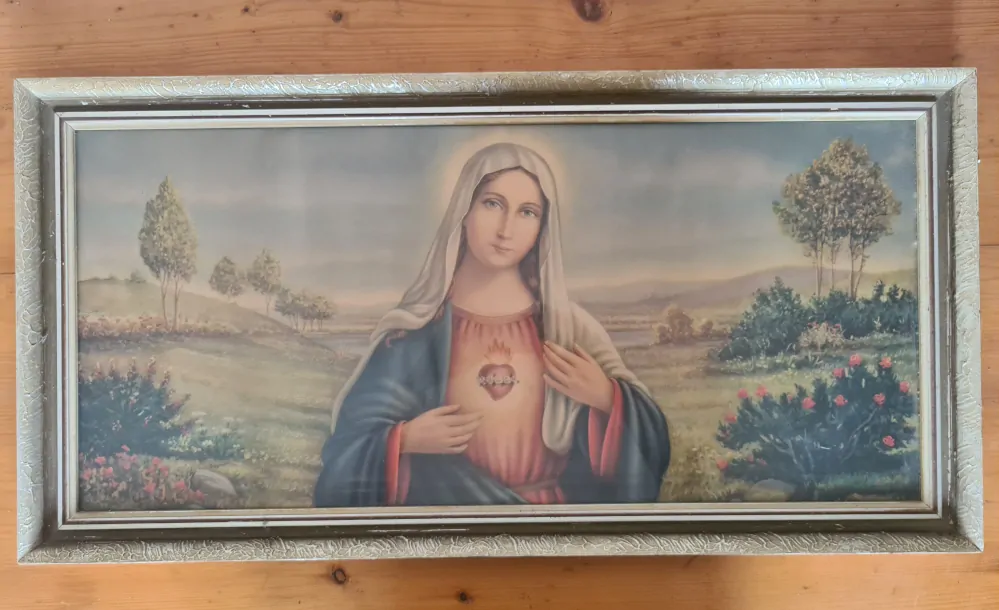 Zasklený obraz, reprodukce svatý obraz, Křesťanství, Panna Marie