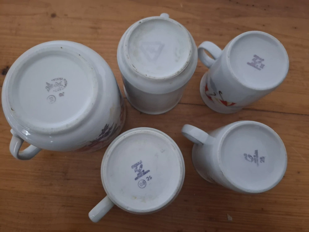 Retro hrnek, hrníček, 5ks, mix značek Czechoslovakia 