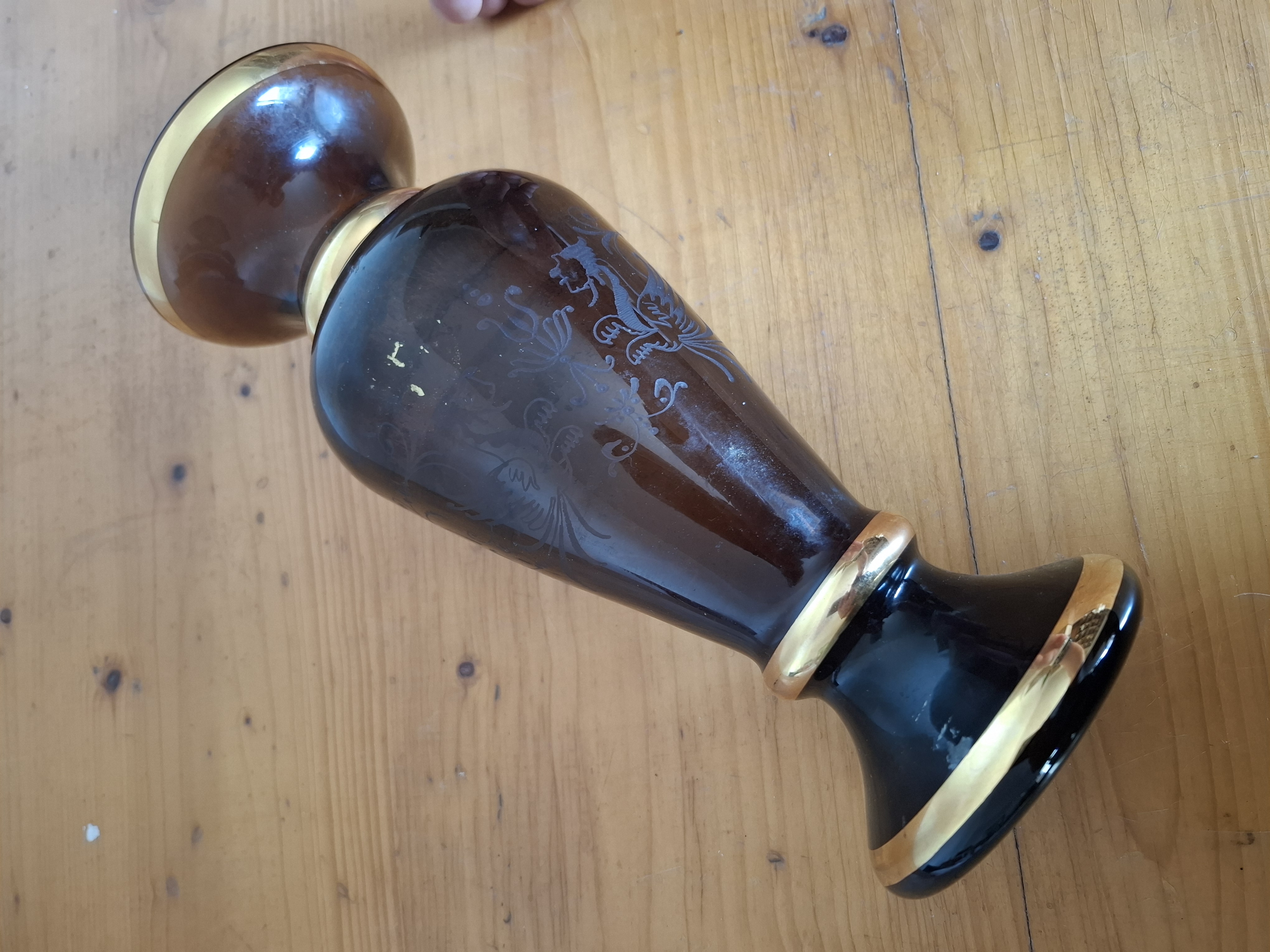 Retro váza, hnědá, výška 25cm