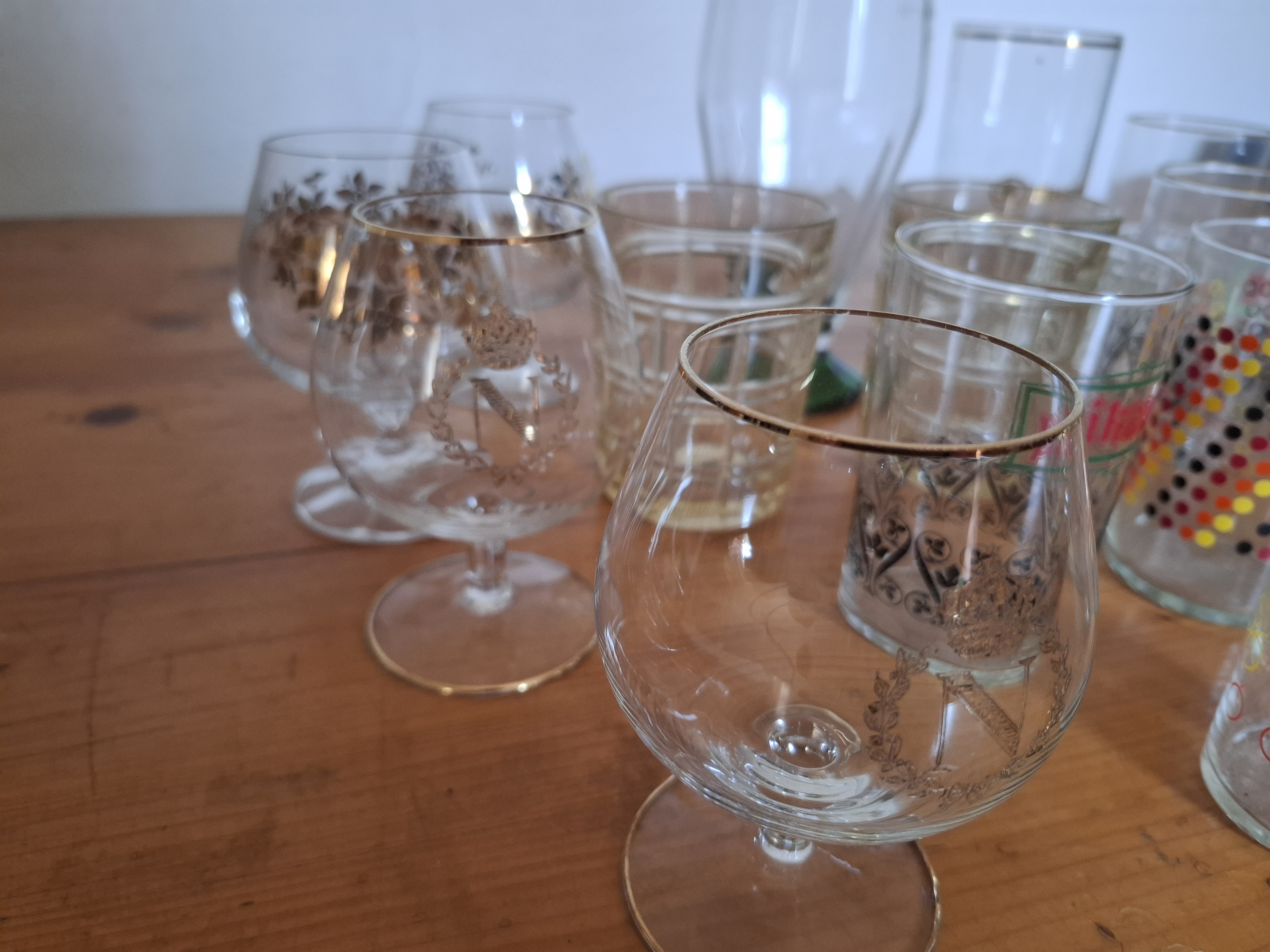 Retro sklo, sklenice, 16ks