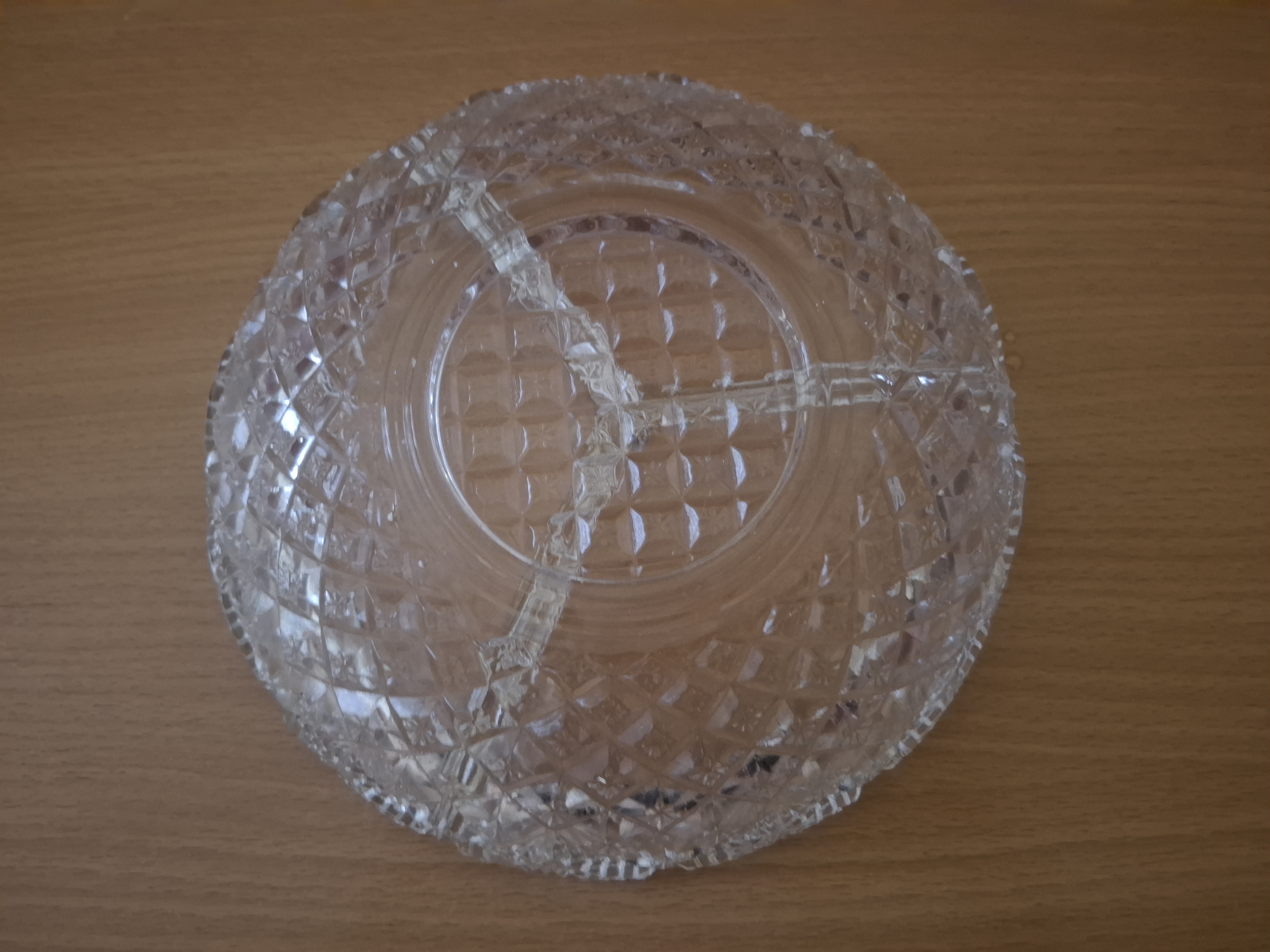 Dělená miska, lisované sklo, průměr 20cm