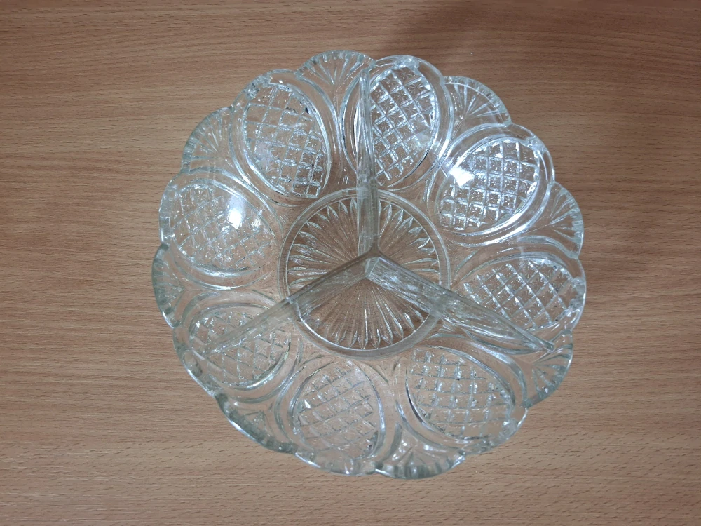 Dělená mísa, trojmiska, lisované sklo, Czechoslovakia 