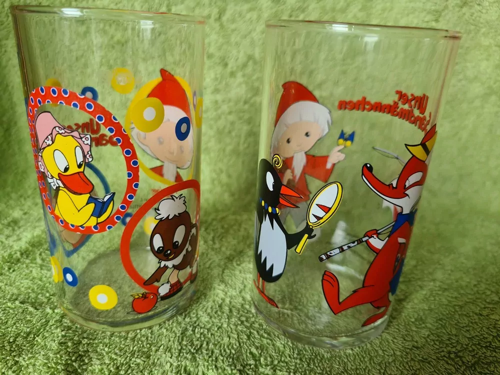 Sklenice, skleničky, pohádky, dětský motiv, Německo,  cena za oba kusy dohromady 