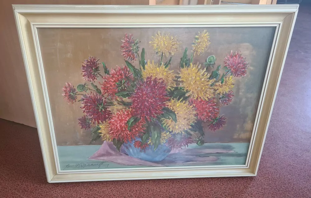 Obraz Kytice jiřin, 1984 Emil Přikryl