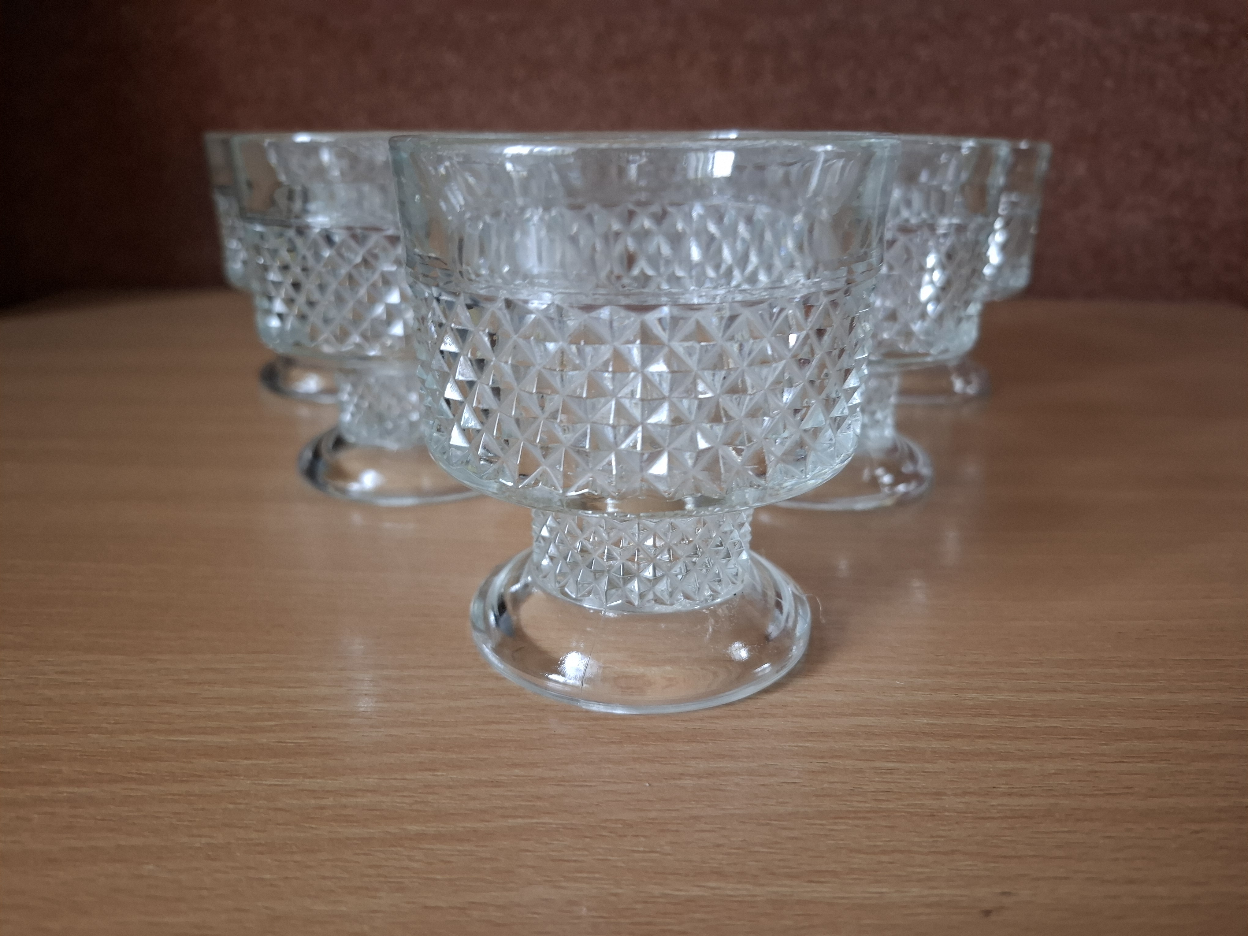 Retro misky na puding, Sklo Union Libochovice, cena za vše, výška 9,5cm