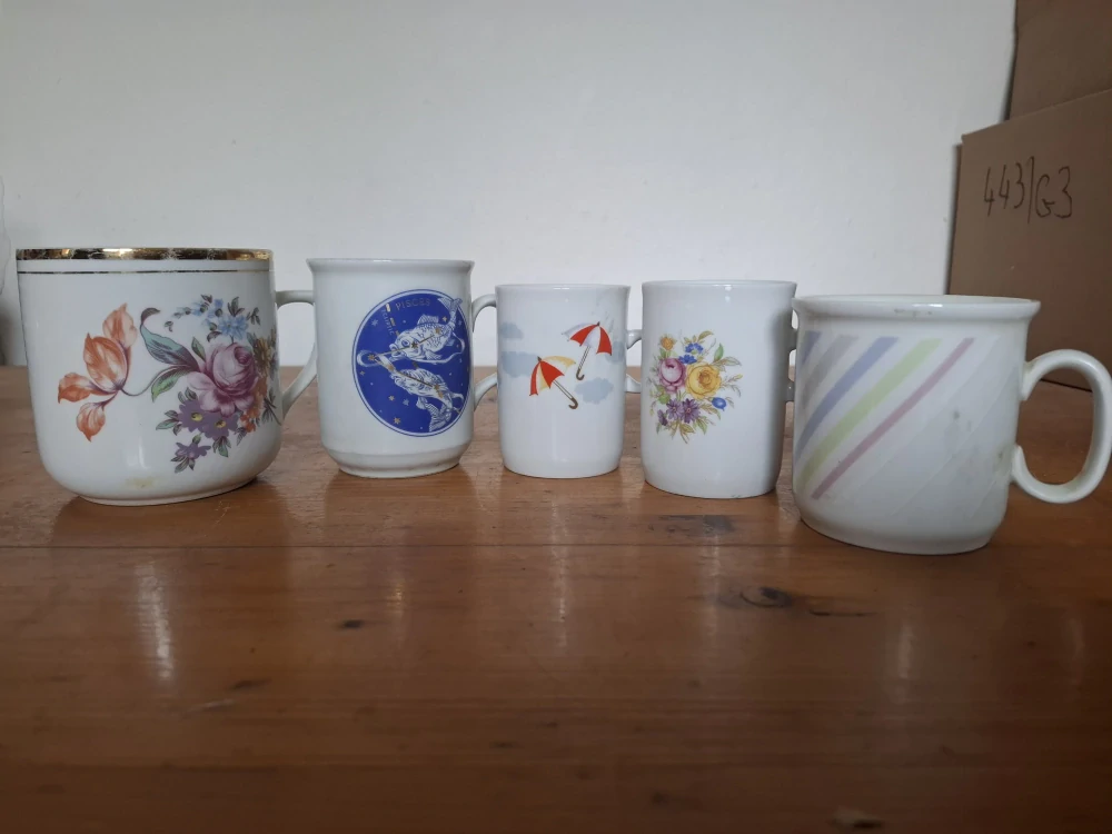 Retro hrnek, hrníček, 5ks, mix značek Czechoslovakia 