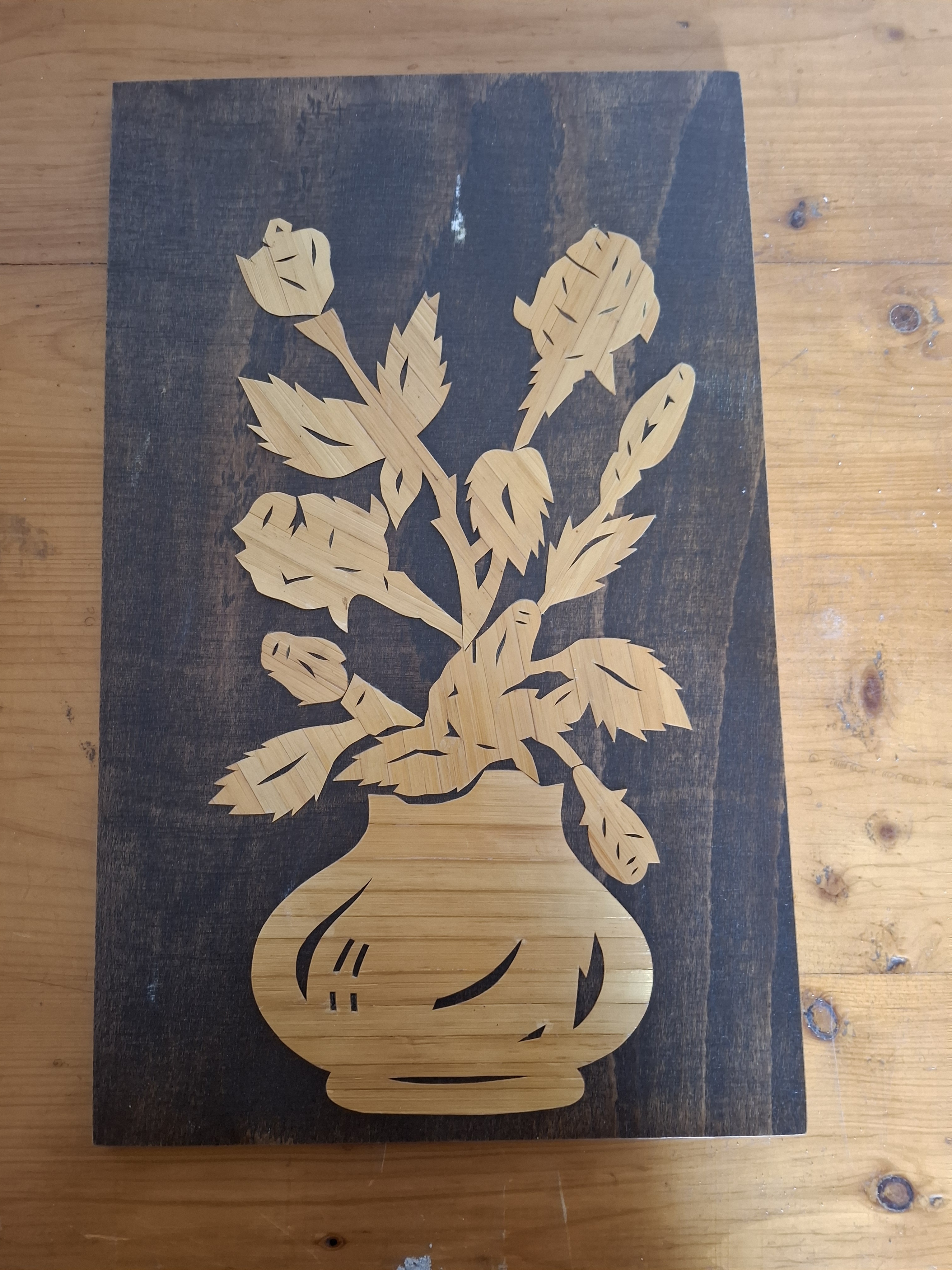 Retro dřevěný obraz, dekorace k zavěšení 