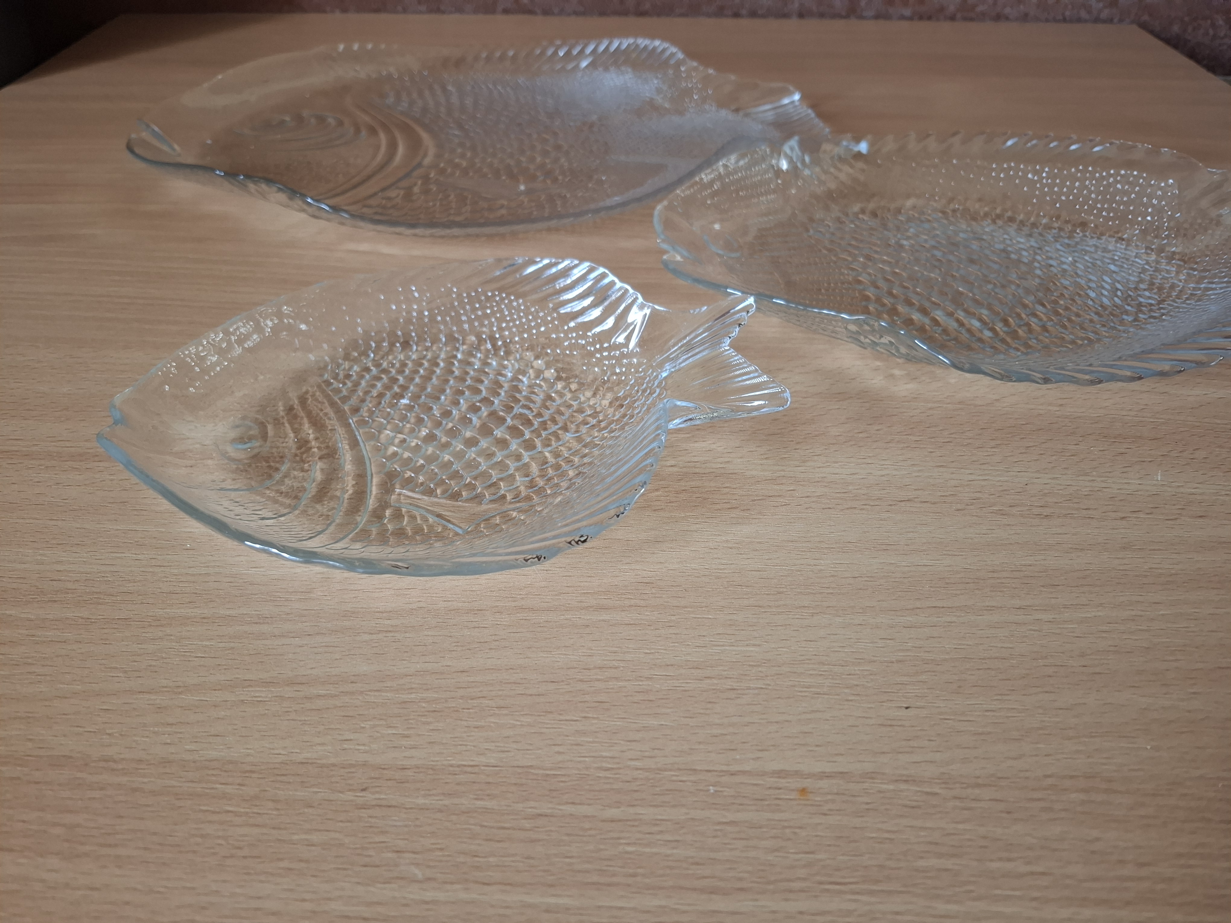 Vintage servírovací sada, tácy ve tvaru ryby, 3ks, cena za vše 