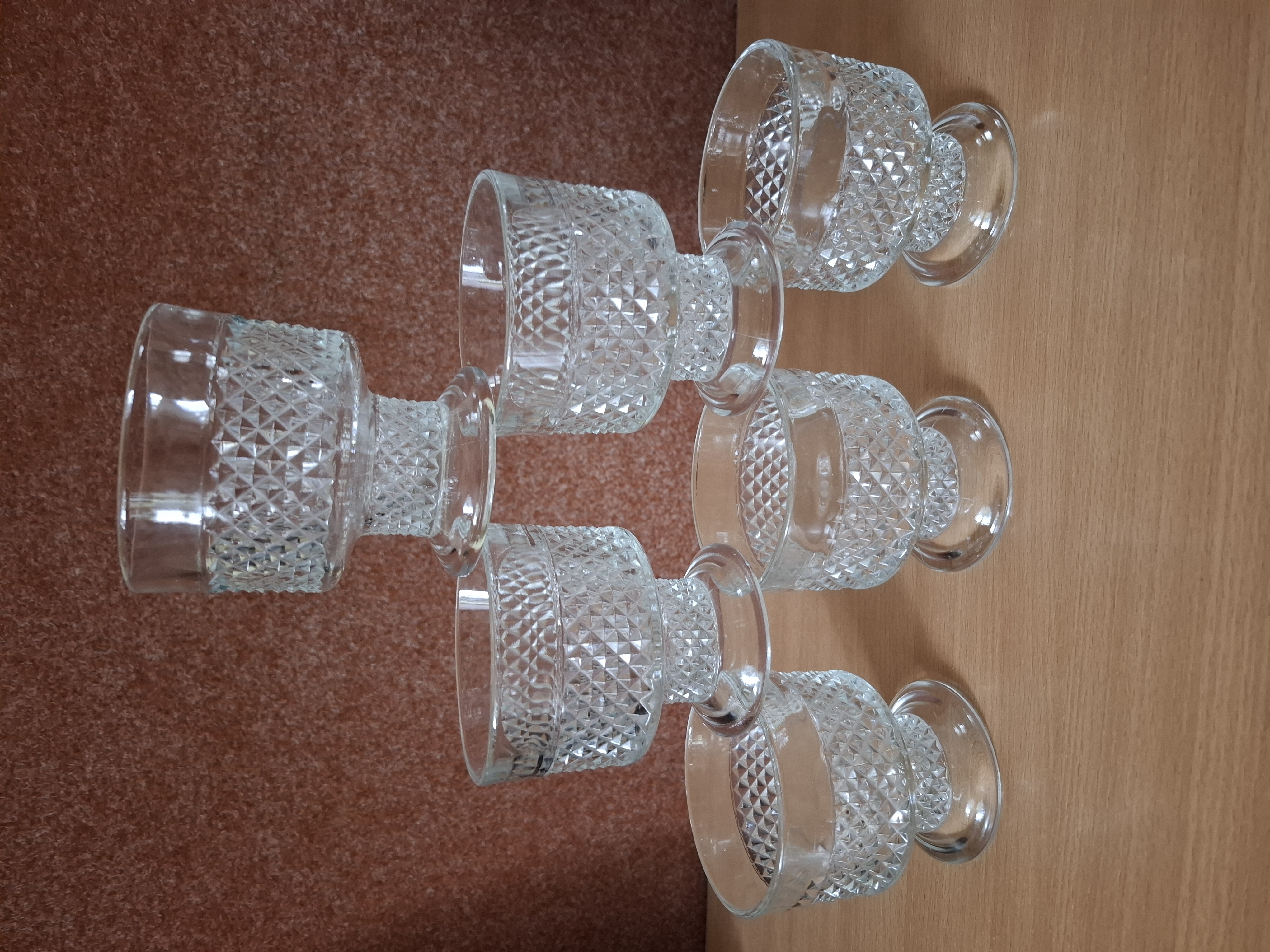 Retro misky na puding, Sklo Union Libochovice, cena za vše, výška 9,5cm