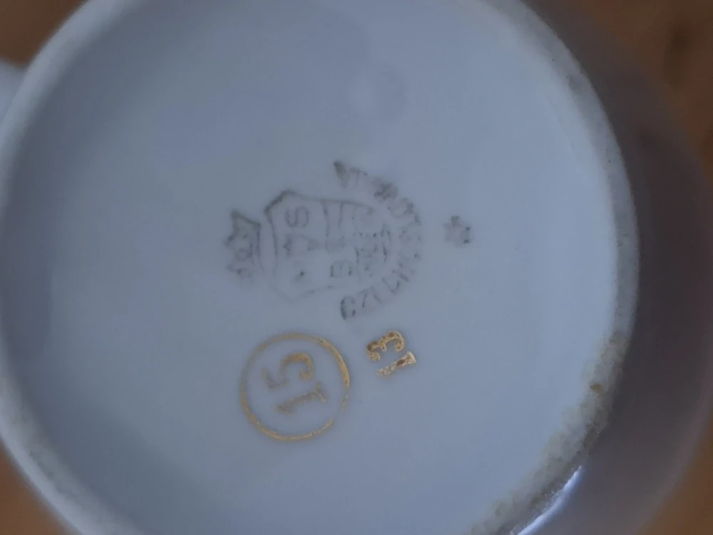 Porcelánová sada, konvička, cukřenka, mlékovka, Czechoslovakia 