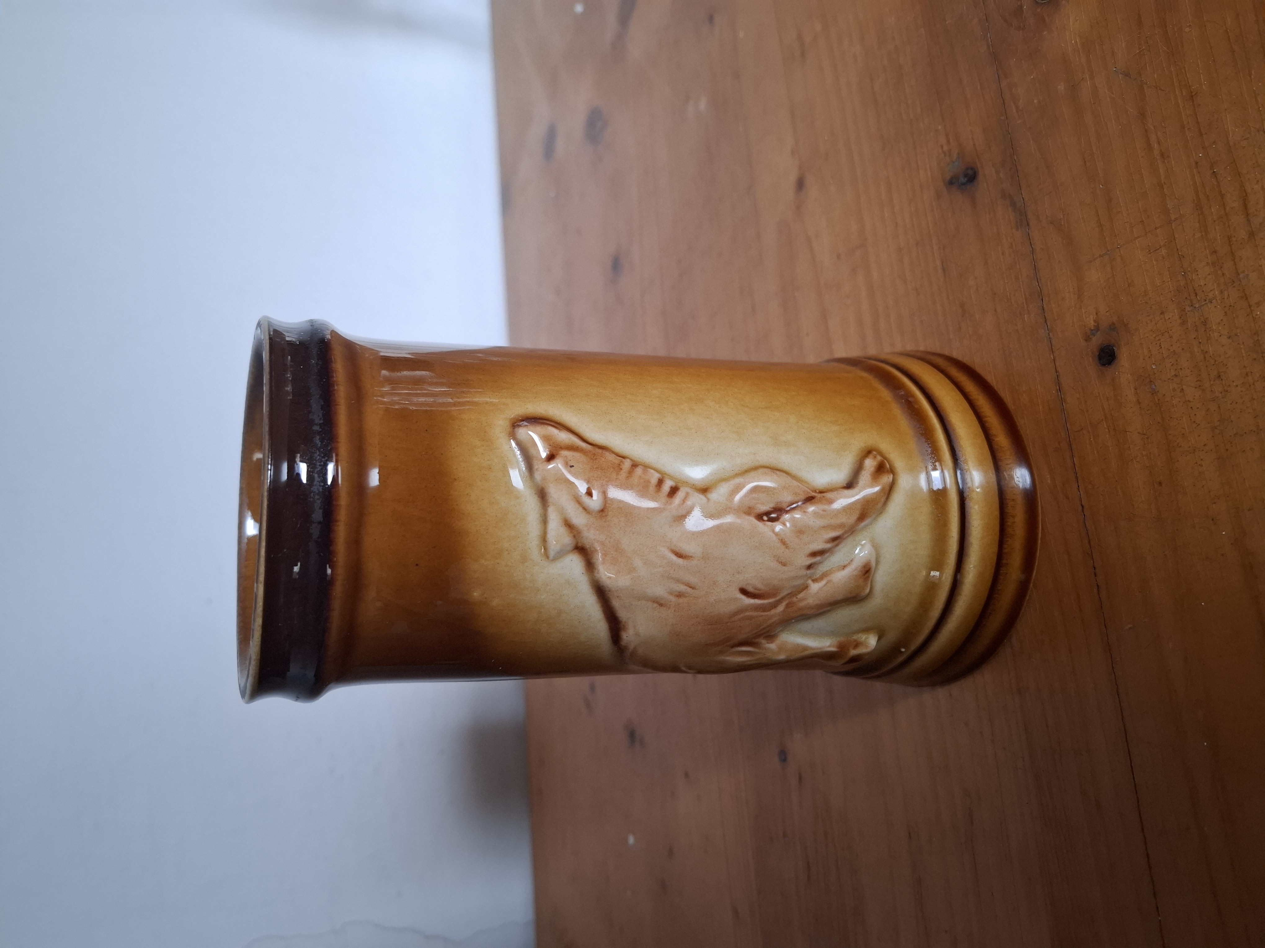 Korbel, pivní, dekor myslivost, medvěd, Ditmar Urbach 