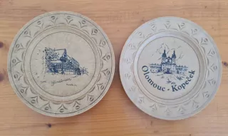 Reklamní retro plastový talíř, suvenýr. Sv. Kopeček u Olomouce a Pustevny Tanečnice