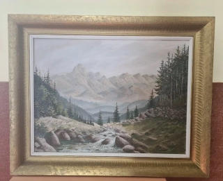 Obraz, hory, příroda, olej na plátně 