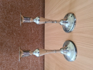 Svícen, kov, 2x, výška 20cm 