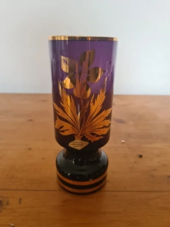 Retro váza, fialové sklo, výška 20cm