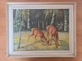 Obraz příroda, srny, sign. Pavliku La., 56,5x45cm