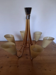 Retro lustr, 6 ramen, výška 60cm, průměr 72cm, Humpolec 