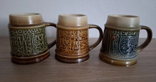 Pivní krygl, korbel, 3x Ditmar Urbach, Ostrava, Opava, Praha 