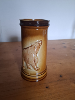 Korbel, pivní, dekor myslivost, medvěd, Ditmar Urbach 