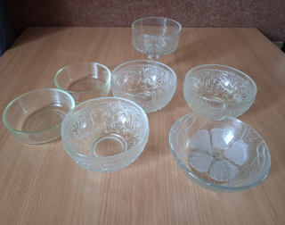 Retro misky, miska na kompot, salát, 7ks, (3x Pánek, cibulák), cena za vše 