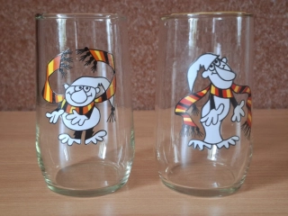 Retro sklenice, Křemílek a Vochomůrka, Večerníček, cena za vše 