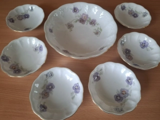 Fantastická starožitná sada, vintage set, dekor macešky, Czechoslovakia