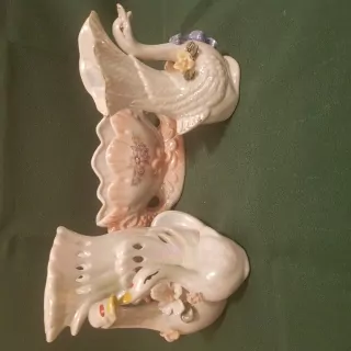 Porcelán, 2x váza, 1x mísa
