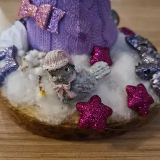 Dekorace, vánoční svícen ze sádry na jednu čajovou svíčku 