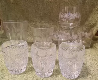 Sklenice, retro skleničky, 9ks, cena za vše 