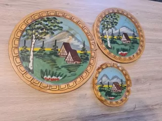 Dřevěné obrázky k zavěšení, průměr 29, 24 a 16cm