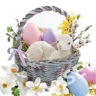 Ubrousky, decoupage, jaro, Velikonoce, ovečka