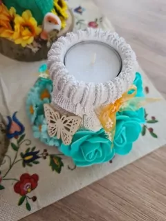 Dekorace, jaro, Velikonoce, svícen na čajovou svíčku 