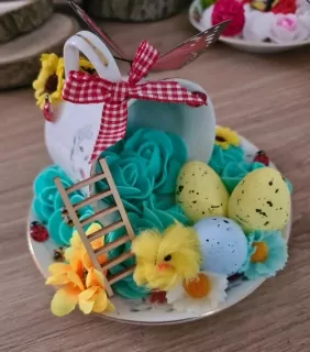 Dekorace, jaro, Velikonoce, porcelánový hrníček 