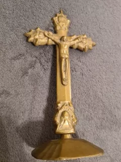 Mosazný kříž s Ježíšem, výška 20cm
